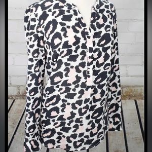 Talbots Pink and White Leopard Blouse